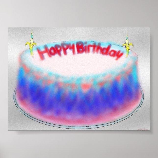Póster Feliz cumpleaños gelatina pastel impreso (Frente)