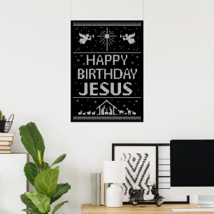Póster Feliz cumpleaños Jesús Navidades Sweater Christian