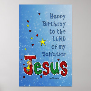 Póster Feliz Cumpleaños Jesús (Niños Navidades)