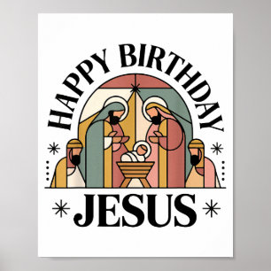 Póster Feliz Cumpleaños Jesús Ropa De Navidad Cristiana P
