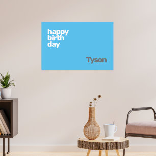 Póster feliz cumpleaños mínimo PERSONALIZADO simple