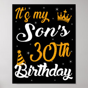 Póster Feliz Cumpleaños número 30 de mi hijo 1995 30 años