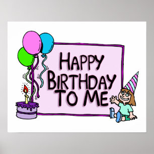 Póster Feliz Cumpleaños Para Mí Chica
