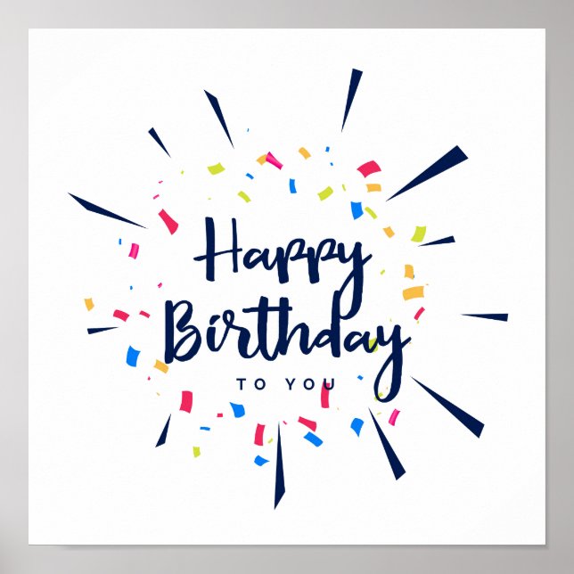 Póster Feliz cumpleaños para ti confetti (Frente)