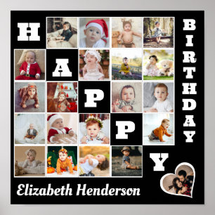 Póster Feliz cumpleaños Personalizado 21 regalo de Collag