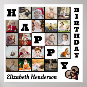 Póster Feliz cumpleaños Personalizado 21 regalo de Collag