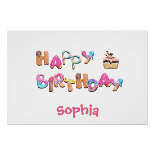 Póster Feliz cumpleaños personalizado trata a la pared co