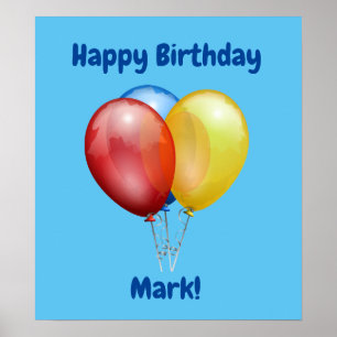 Póster Feliz cumpleaños Poster Rótulo con globos