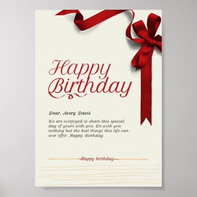 Póster Feliz cumpleaños querido. (Frente)