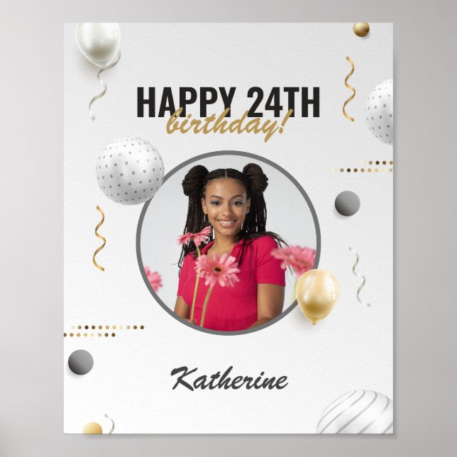 Póster Feliz cumpleaños, regalo de foto simple Personaliz (Frente)