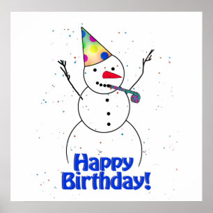 Póster Feliz cumpleaños Snowman