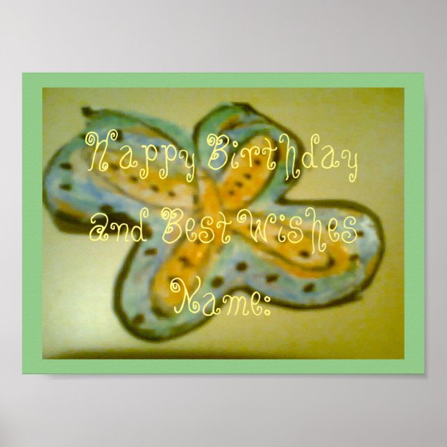 Póster Feliz Cumpleaños Y Mejor Deseo Papel Poster (Frente)