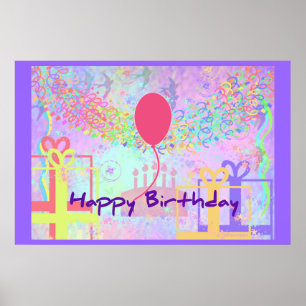 Póster Feliz cumpleaños y mejores deseos Un balón