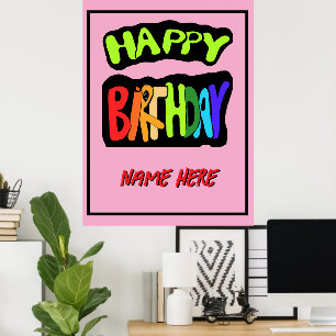 Póster Feliz cumpleaños y nombre personalizado