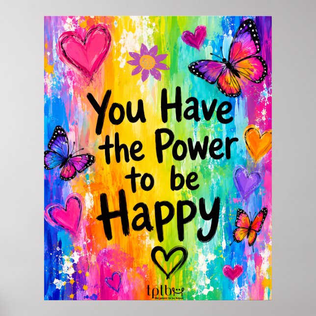 PÓSTER FELIZ DE ARCOÍRIS Y MARIPOSAS (Frente)