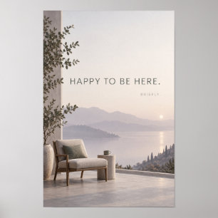 Póster Feliz de estar aquí Minimalista Vista de montaña s