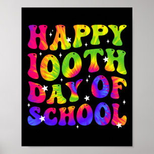 Póster Feliz Día 100 de Enseñanza de Estudiantes Escolare
