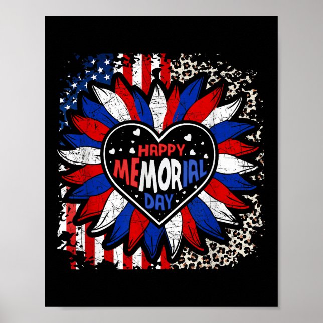 Póster Feliz Día Conmemorativo Sun Flower Leopard Usa (Frente)