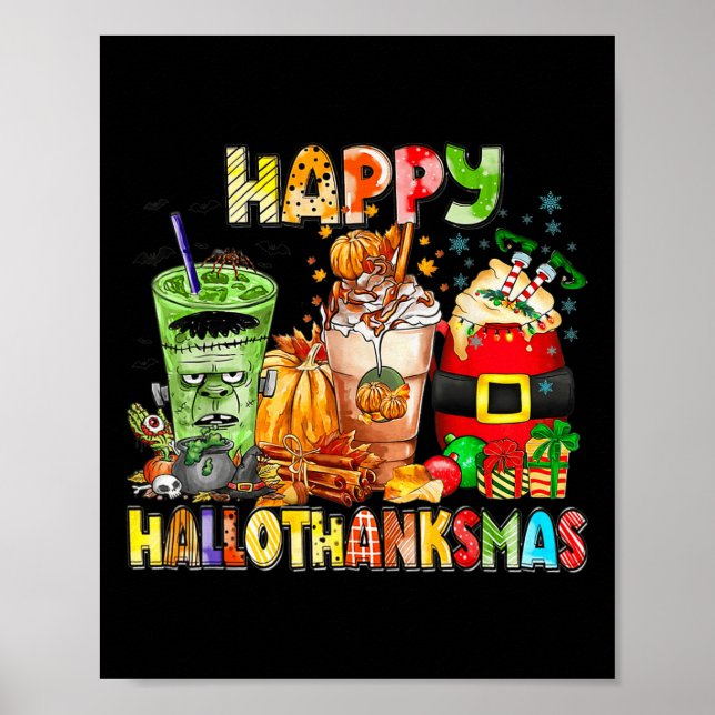 Póster Feliz Día de Acción de Gracias de Hallothanksmas (Frente)