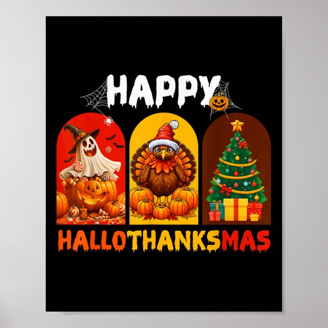 Póster Feliz Día de Acción de Gracias de Hallothanksmas G (Frente)