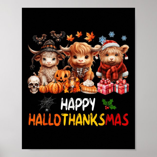 Póster Feliz Día de Acción de Gracias en Halloween Navida (Frente)