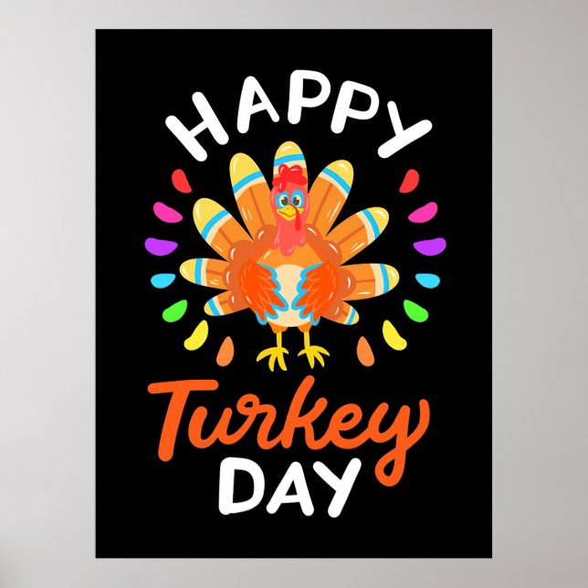 Póster Feliz Día de Acción de Gracias Feliz Día de Turquí (Frente)