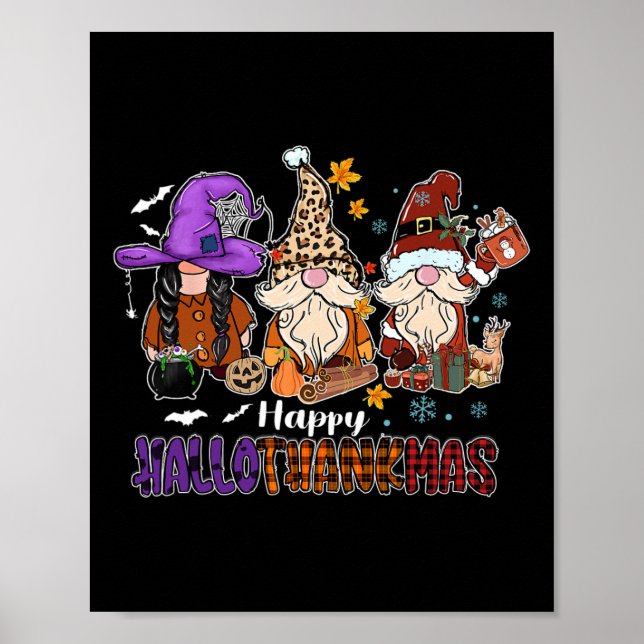 Póster Feliz Día de Acción de Gracias Hallothankmas Gnome (Frente)