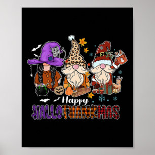 Póster Feliz Día de Acción de Gracias Hallothankmas Gnome
