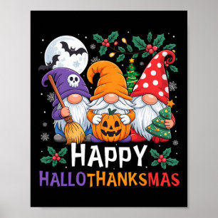 Póster Feliz Día de Acción de Gracias Hallothanksmas Gnom