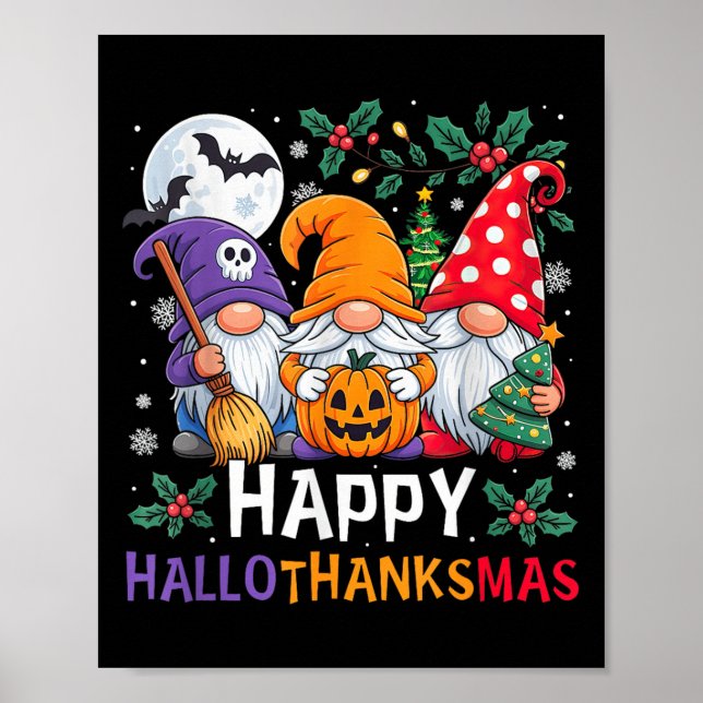 Póster Feliz Día de Acción de Gracias Hallothanksmas Gnom (Frente)