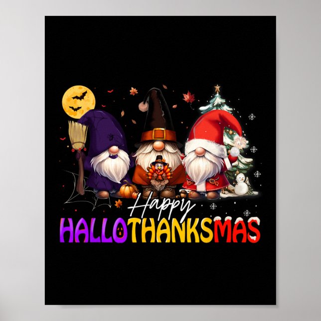Póster Feliz Día de Acción de Gracias Hallothanksmas Gnom (Frente)