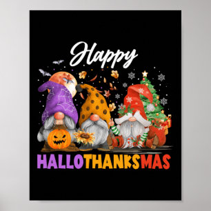 Póster Feliz Día de Acción de Gracias Hallothanksmas Gnom