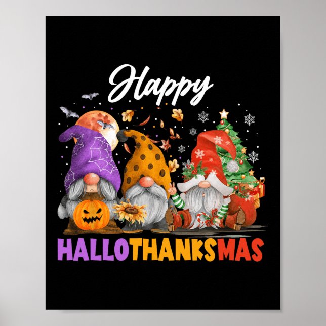 Póster Feliz Día de Acción de Gracias Hallothanksmas Gnom (Frente)
