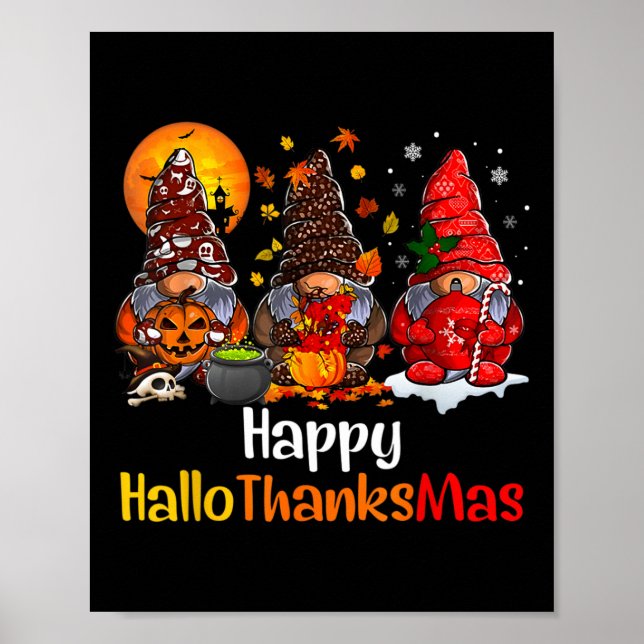 Póster Feliz Día de Acción de Gracias Hallothanksmas Gnom (Frente)