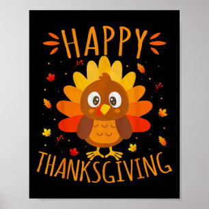 Póster Feliz Día de Acción de Gracias para la Cena Famili