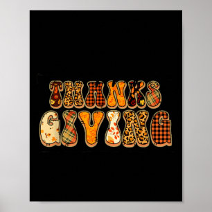 Póster Feliz Día de Acción de Gracias para la cena famili