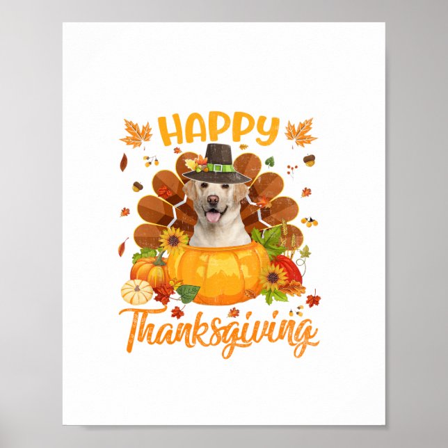 Póster Feliz Día de Acción de Gracias Perro Perro Turquía (Frente)