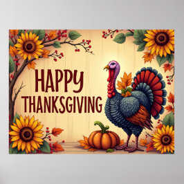 Póster Feliz Día de Acción de Gracias, Poster de Turquía