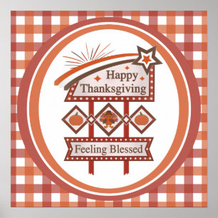 Póster Feliz Día de Acción de Gracias Sentiendo Bendito R