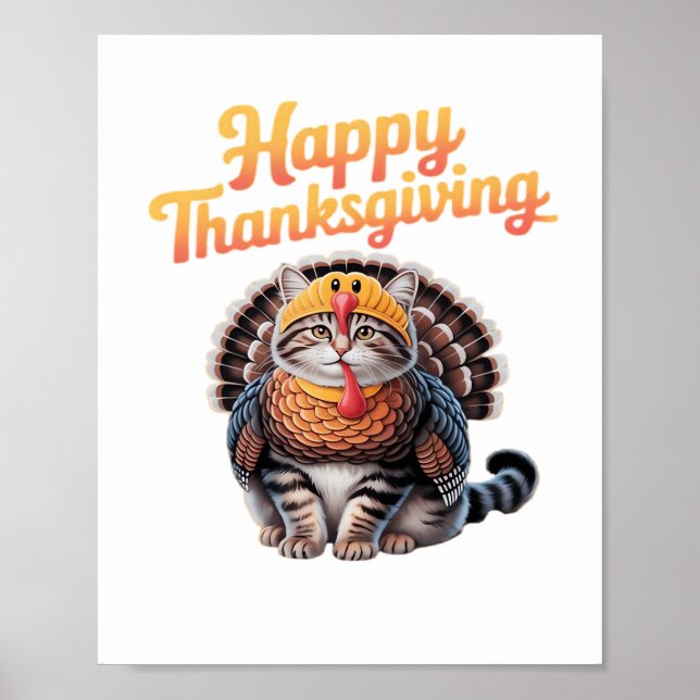 Póster Feliz Día de Acción de Gracias Turquía otoño clási (Frente)
