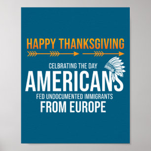 Póster Feliz Día de Acción de Gracias, Verdad Nativa Amer
