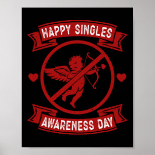 Póster Feliz Día de Conciencia de los Solteros Anti Cupid