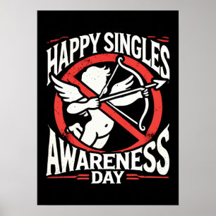 Póster Feliz Día de Conciencia de los Solteros, Día de Sa