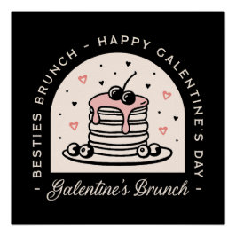 Póster Feliz día de Galentines chicas brunch fiesta