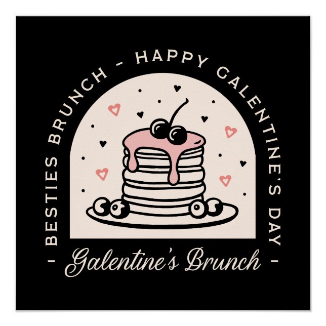 Póster Feliz día de Galentines chicas brunch fiesta (Anverso)