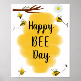Póster Feliz Día de la Abeja | Rótulo de fiesta de cumple