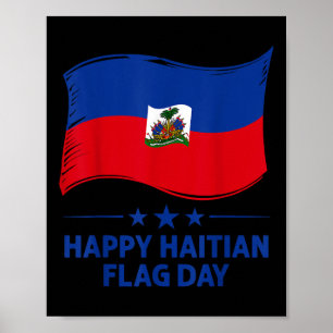 Póster Feliz Día de la Bandera Haitiana Camiseta Cool de 