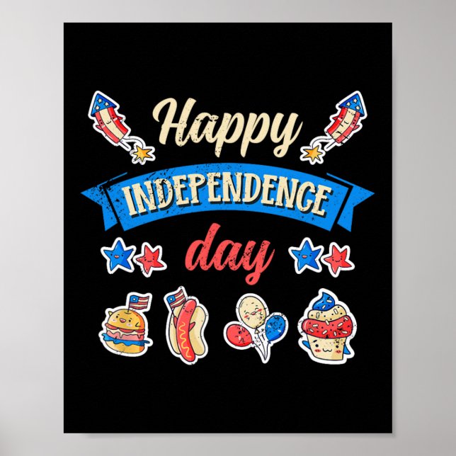 Póster Feliz Día De La Independencia - 4 De Julio (Frente)