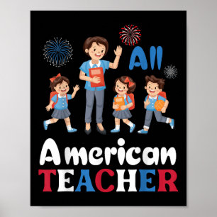 Póster Feliz Día de la Independencia a todos los profesor