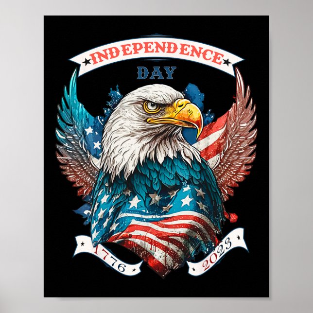 Póster Feliz Día De La Independencia, Águila Estadouniden (Frente)